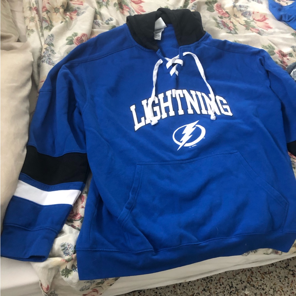 Unisex NHL Tampa Bay Lightning Blue Hooded Cotton Blend Sweatshirt Size XL